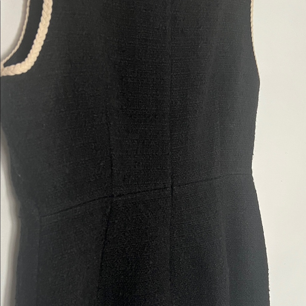 J. Crew Black Sleeveless Midi Dress with Cream Trim - Picture 3 of 7